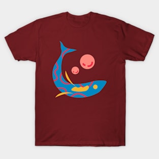 Blue Fish With Bubbles T-Shirt